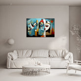 Modern geometric wall art with abstract shapes triangle and circle design canvas